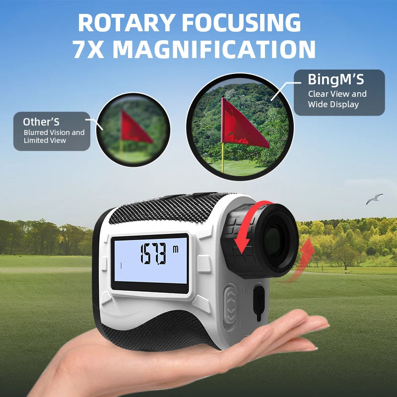 1200m Pro Golf Rangefinder 7X Magnification & 905nm Laser and Ballistic Calculator Technology