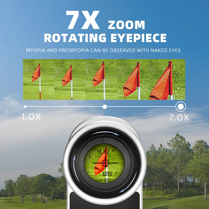 1200m Pro Golf Rangefinder 7X Magnification & 905nm Laser and Ballistic Calculator Technology