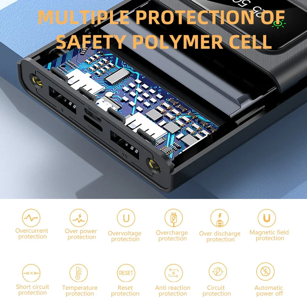 Solar Power Bank with 4-USB Cables for Outdoor Activities