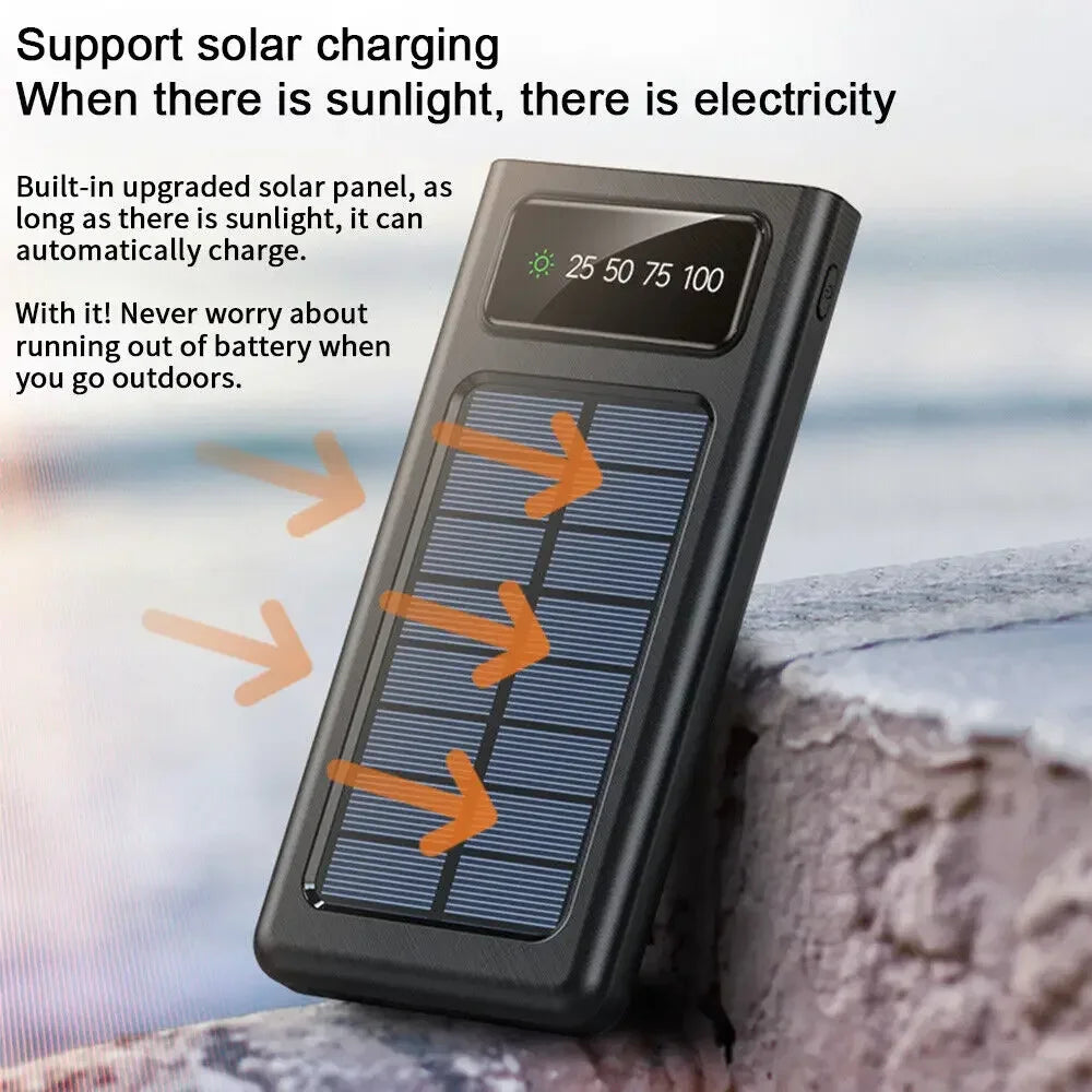 Solar Power Bank with 4-USB Cables for Outdoor Activities