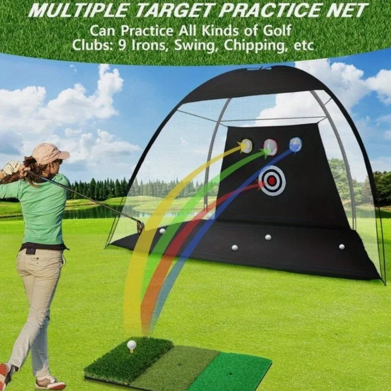 Golf Practice Net Set, 10x7 ft Weather-Resistant for Home Golf Training and Practice
