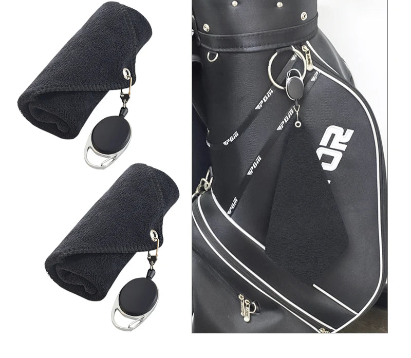 Retractable Magnetic Golf Towel With Carabiner Hook for Golfers