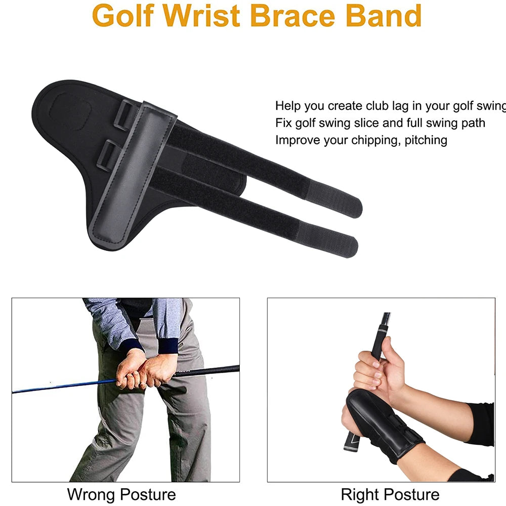 Neoprene & Leather Golf Swing Wrist Brace Trainer Aid for Correcting Swing Gesture Alignment