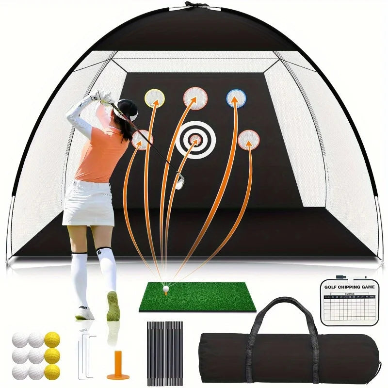 Golf Practice Net Set, 10x7 ft Weather-Resistant for Home Golf Training and Practice