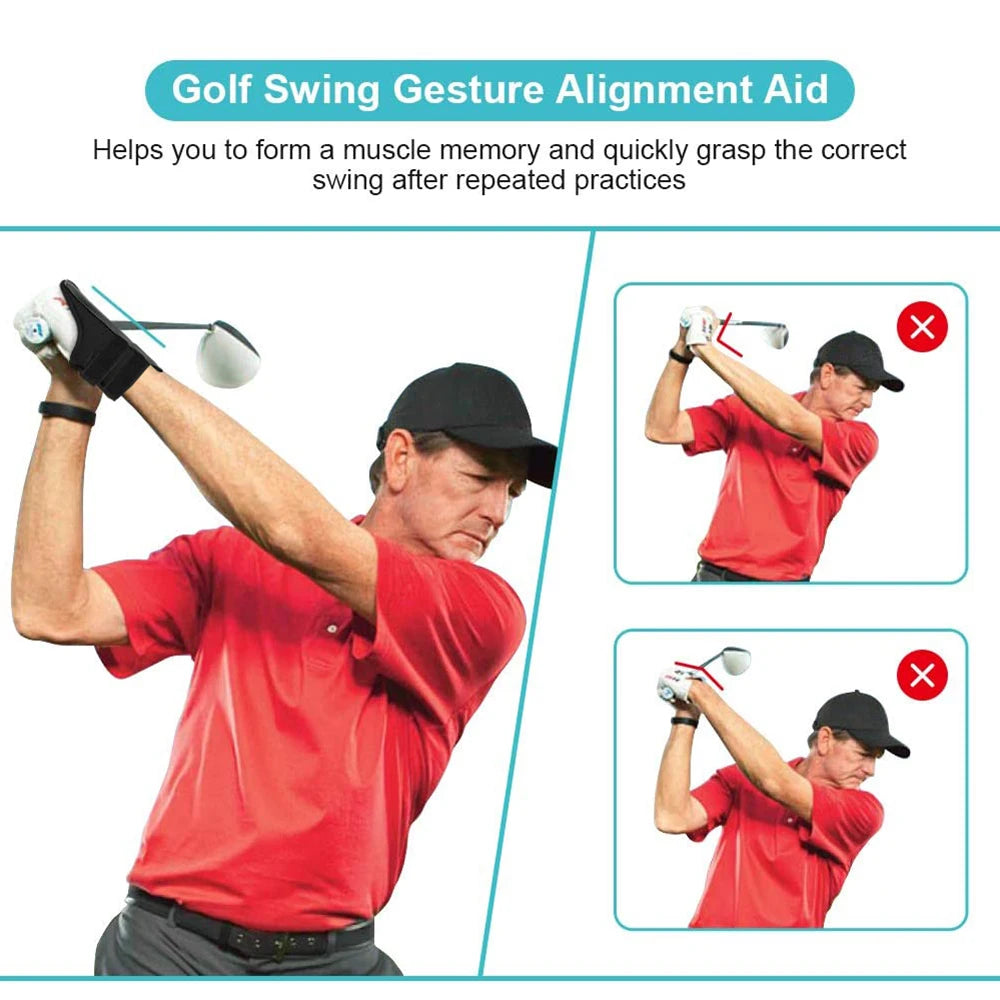 Neoprene & Leather Golf Swing Wrist Brace Trainer Aid for Correcting Swing Gesture Alignment