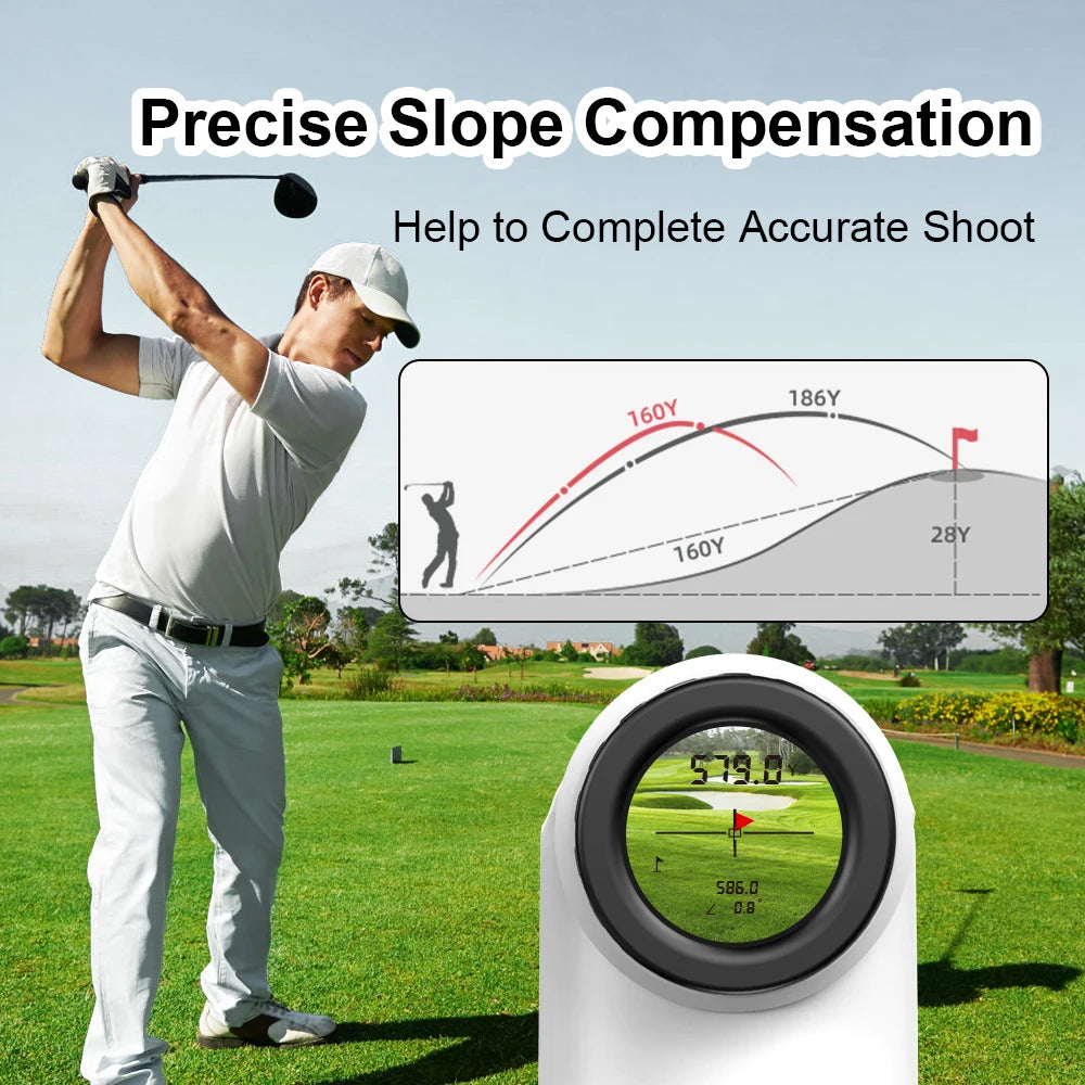 Smart Golf Rangefinder with Slope Laser Range Finder and Touch Screen Flag Lock Vibration for precise golfing accuracy.