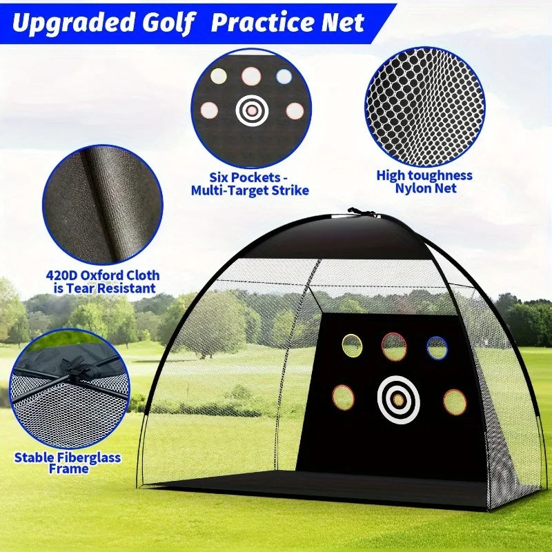 Golf Practice Net Set, 10x7 ft Weather-Resistant for Home Golf Training and Practice