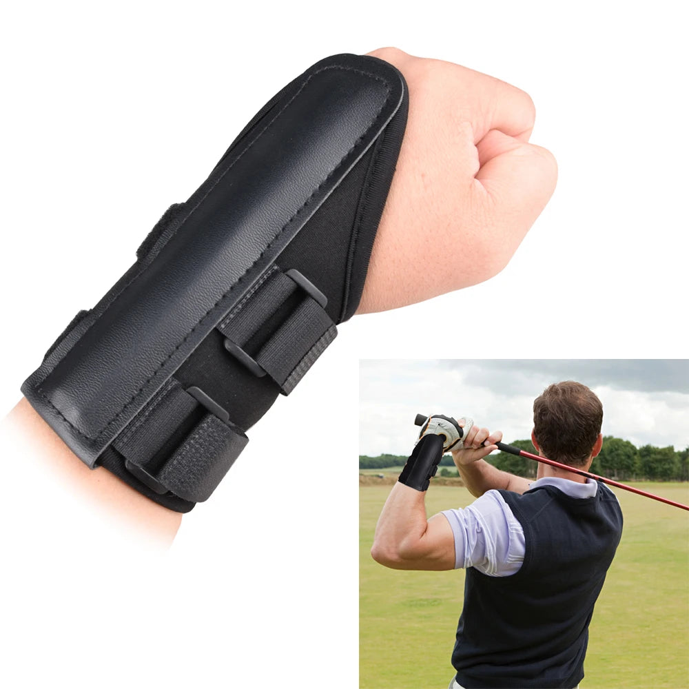 Neoprene & Leather Golf Swing Wrist Brace Trainer Aid for Correcting Swing Gesture Alignment