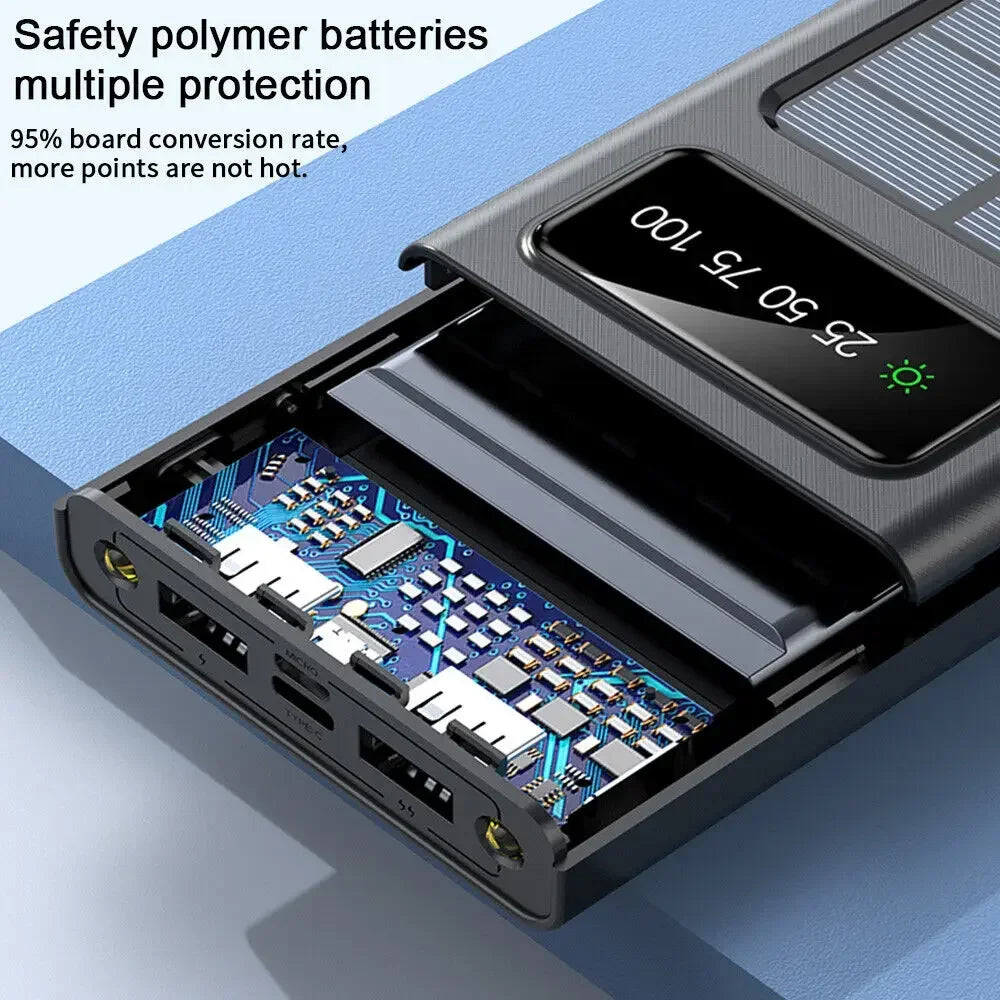 Solar Power Bank with 4-USB Cables for Outdoor Activities