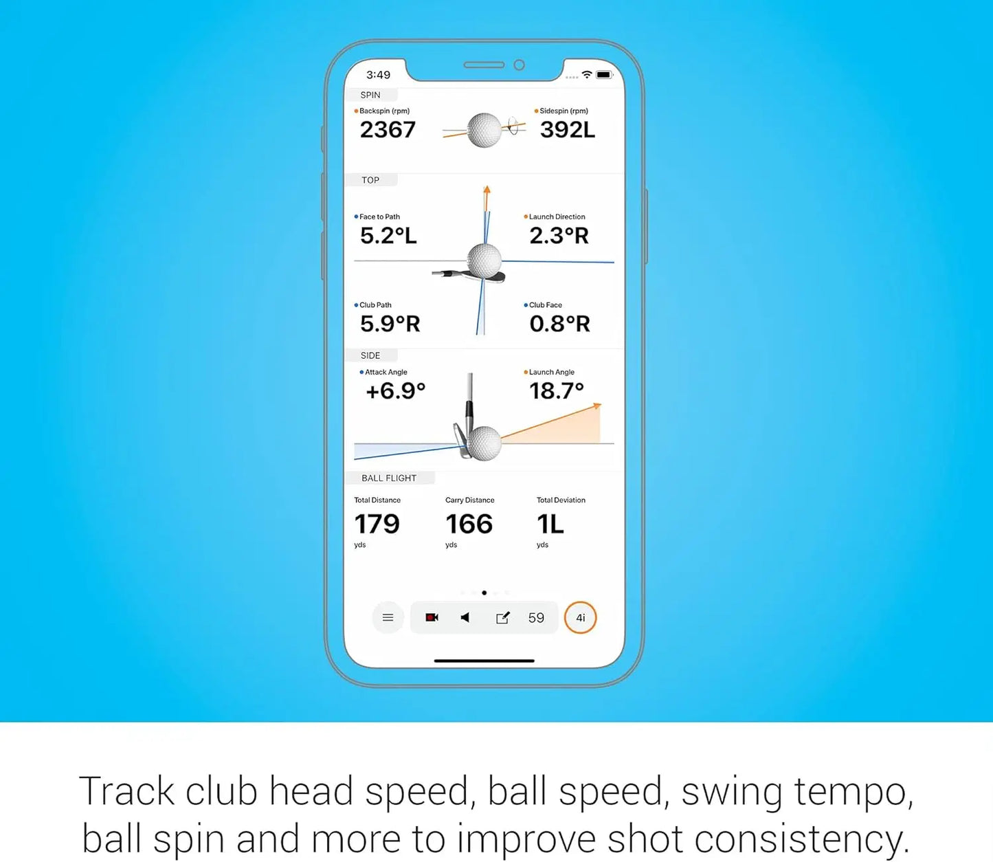 Portable Golf Launch Monitor with 10 Hours Battery Life for Home and Range