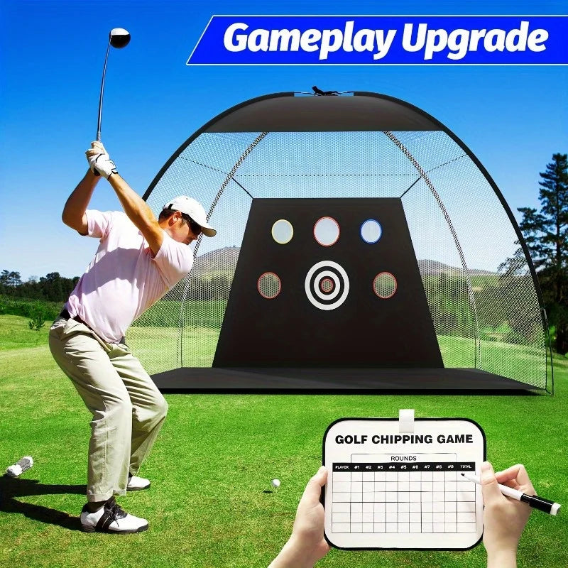 Golf Practice Net Set, 10x7 ft Weather-Resistant for Home Golf Training and Practice