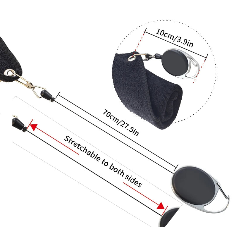 Retractable Magnetic Golf Towel With Carabiner Hook for Golfers