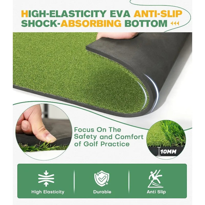 Dual-Turf Golf Mat with Alignment Aids for Golf Enthusiasts, Golf Practice Putting Mat