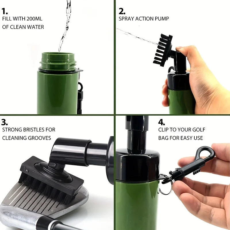 Golf Club Cleaner Groove Tube Brush with Leakproof Reservoir for Easy Club Maintenance