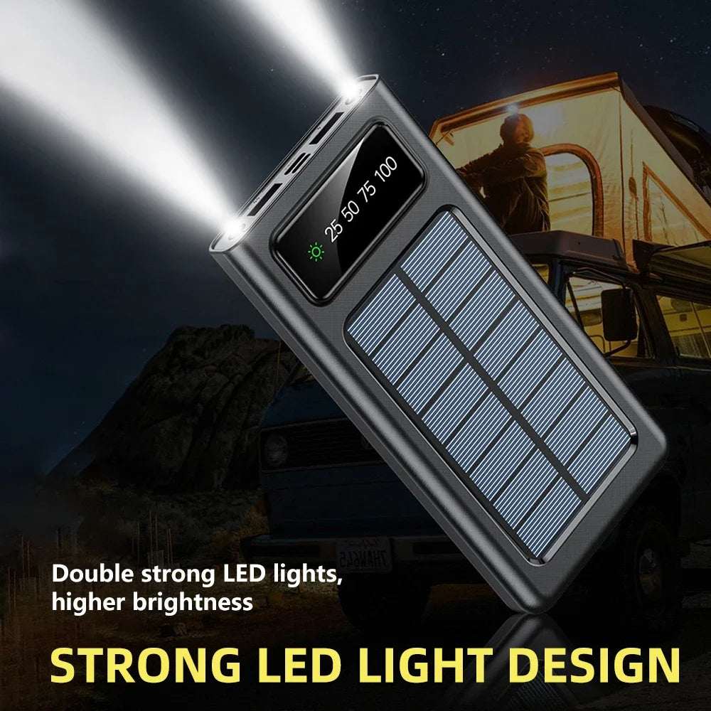 Solar Power Bank with 4-USB Cables for Outdoor Activities