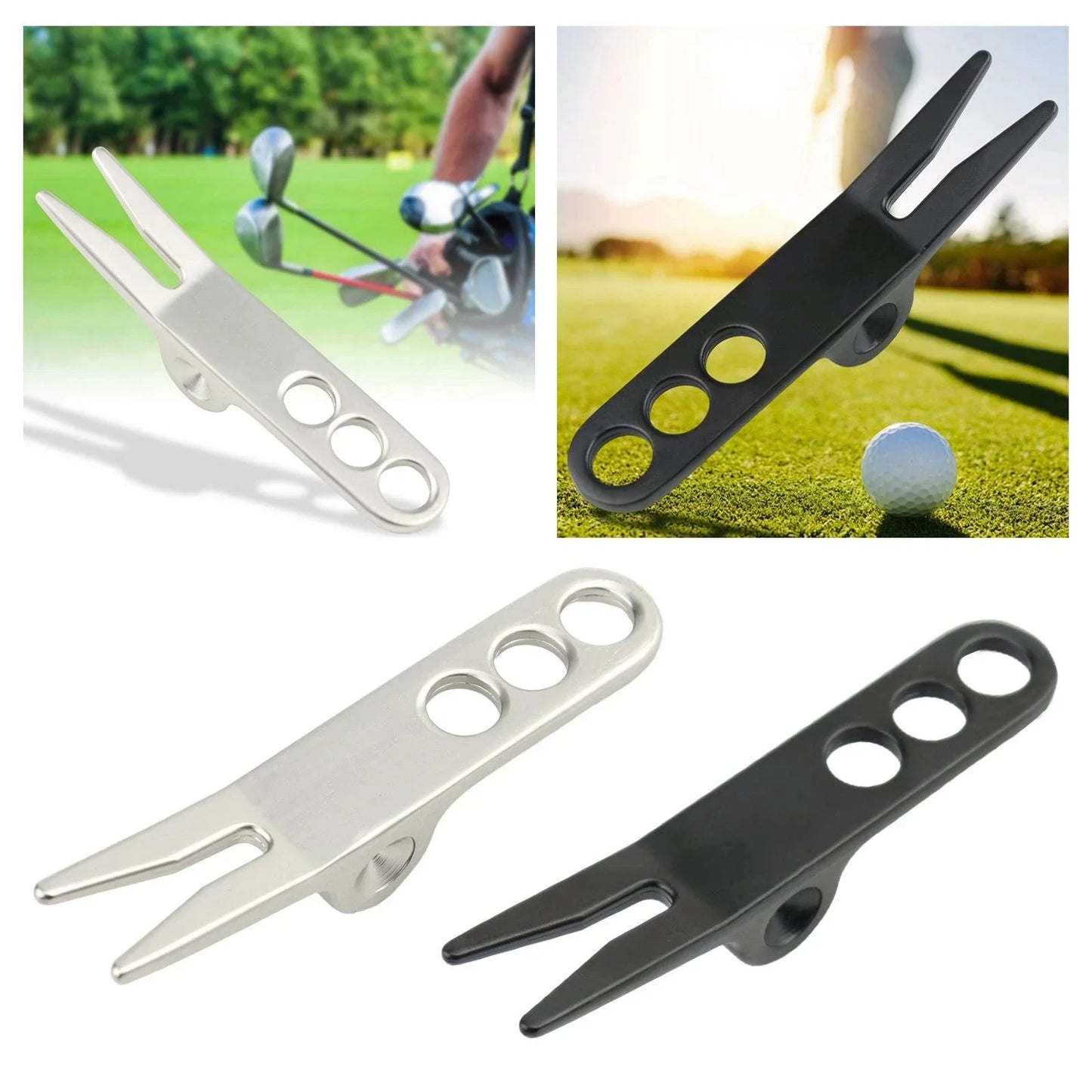 Golf Divot Tool Zinc Alloy Pitchfork for Golfers