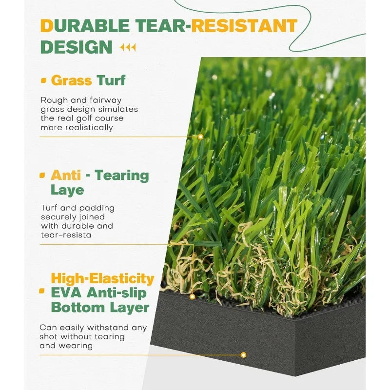 Dual-Turf Golf Mat with Alignment Aids for Golf Enthusiasts, Golf Practice Putting Mat