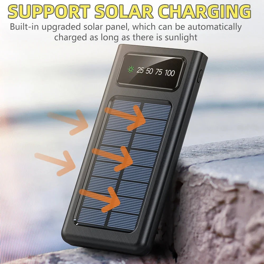 Solar Power Bank with 4-USB Cables for Outdoor Activities