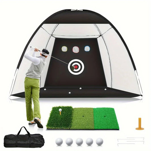 Golf Practice Net Set, 10x7 ft Weather-Resistant for Home Golf Training and Practice