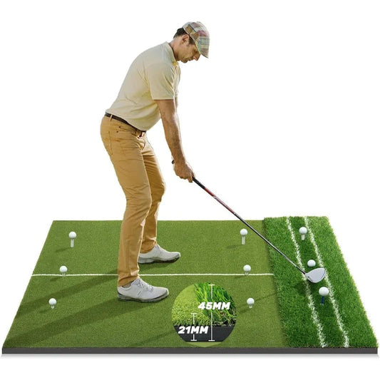 Dual-Turf Golf Mat with Alignment Aids for Golf Enthusiasts, Golf Practice Putting Mat
