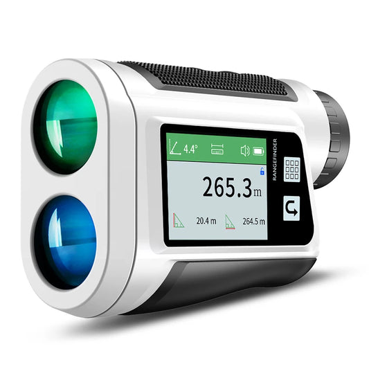 Smart Golf Rangefinder with Slope Laser Range Finder and Touch Screen Flag Lock Vibration for precise distance measurement.